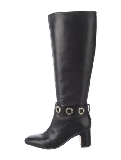 Pre-owned Larroude Leather Riding Boots In Black