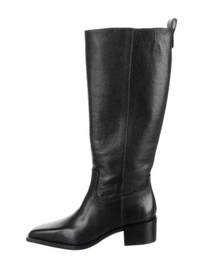 Pre-owned Larroude Leather Riding Boots In Black
