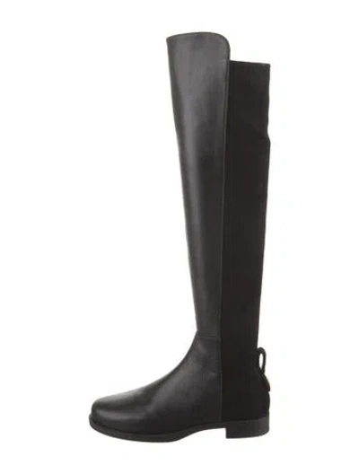 Pre-owned Larroude Leather Riding Boots In Black