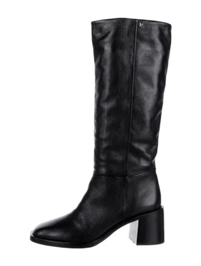 Pre-owned Larroude Leather Riding Boots In Black