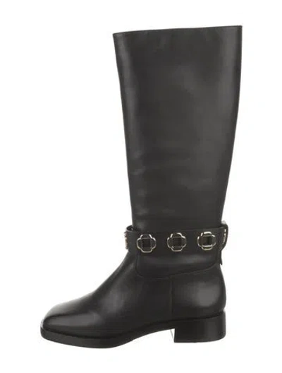 Pre-owned Larroude Leather Riding Boots In Black