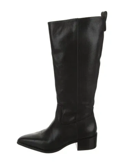 Pre-owned Larroude Leather Riding Boots In Black