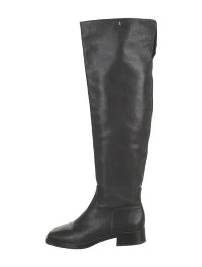 Pre-owned Larroude Leather Riding Boots In Black
