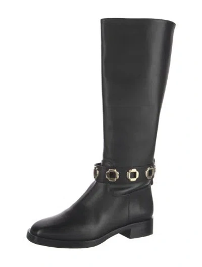 Pre-owned Larroude Leather Riding Boots In Black