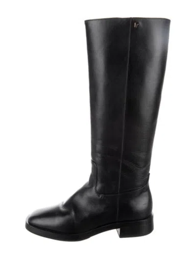 Pre-owned Larroude Leather Riding Boots In Black