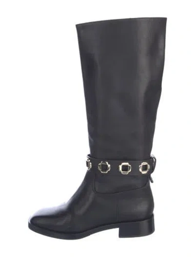 Pre-owned Larroude Leather Riding Boots In Blue