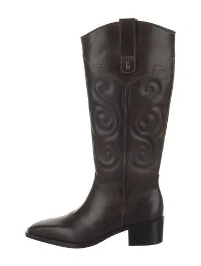 Pre-owned Larroude Leather Riding Boots In Brown