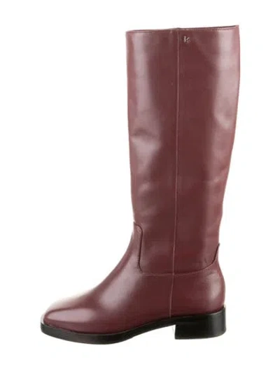 Pre-owned Larroude Leather Riding Boots In Burgundy
