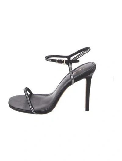 Pre-owned Larroude Leather Sandals In Black