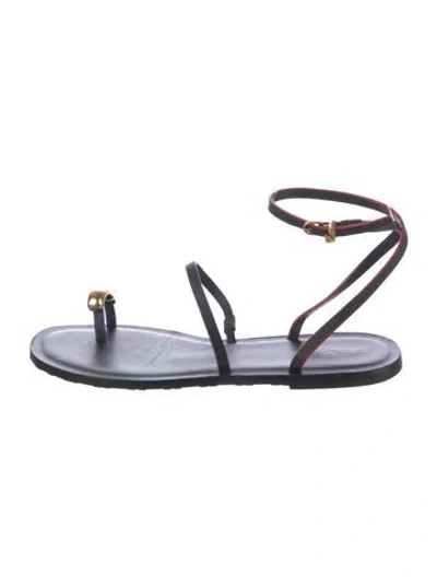 Pre-owned Larroude Leather Sandals In Black