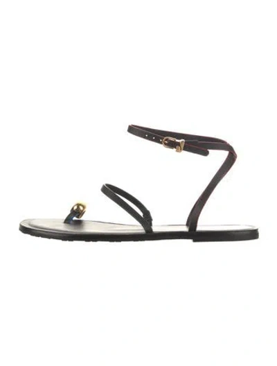Pre-owned Larroude Leather Sandals In Black