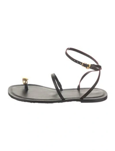 Pre-owned Larroude Leather Sandals In Black