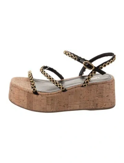 Pre-owned Larroude Leather Sandals In Black