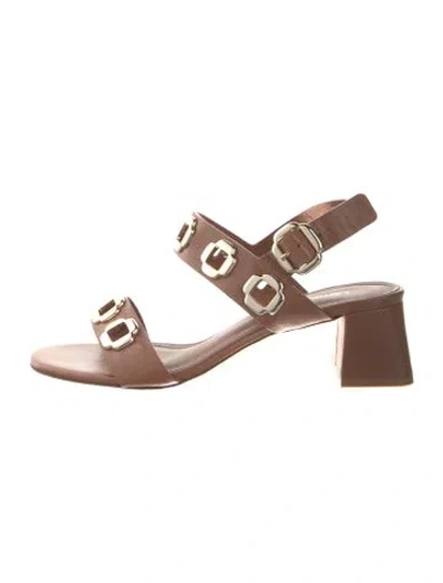 Pre-owned Larroude Leather Sandals In Black