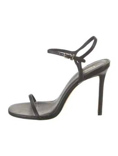 Pre-owned Larroude Leather Sandals In Black
