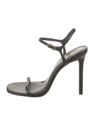 Pre-owned Larroude Leather Sandals In Black