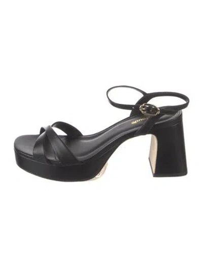 Pre-owned Larroude Leather Sandals In Black