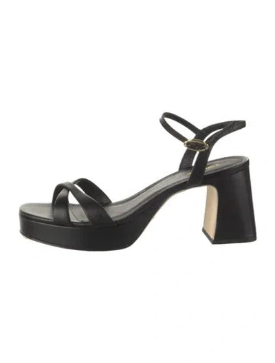 Pre-owned Larroude Leather Sandals In Black