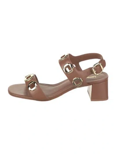 Pre-owned Larroude Leather Sandals In Black
