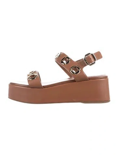 Pre-owned Larroude Leather Sandals In Black