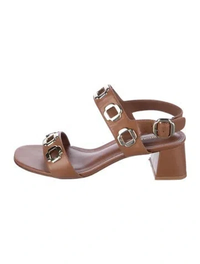 Pre-owned Larroude Leather Sandals In Black