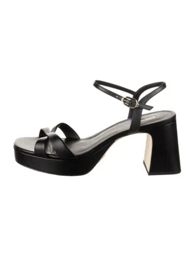 Pre-owned Larroude Leather Sandals In Black