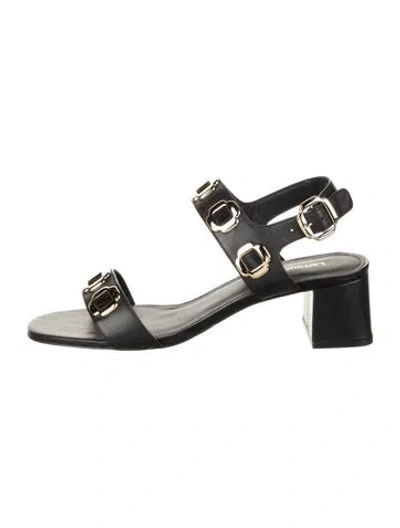 Pre-owned Larroude Leather Sandals In Black
