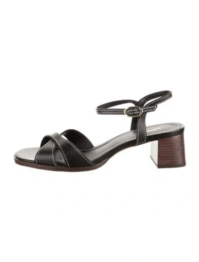 Pre-owned Larroude Leather Sandals In Black