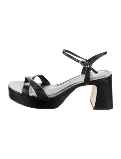 Pre-owned Larroude Leather Sandals In Black