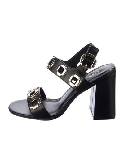 Pre-owned Larroude Leather Sandals In Black