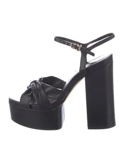 Pre-owned Larroude Leather Sandals In Black