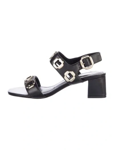 Pre-owned Larroude Leather Sandals In Black