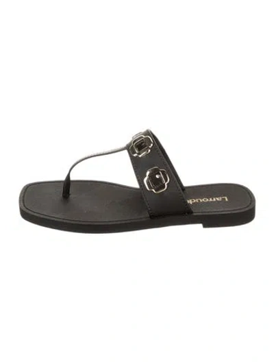 Pre-owned Larroude Leather Sandals In Black