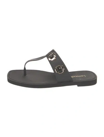 Pre-owned Larroude Leather Sandals In Black