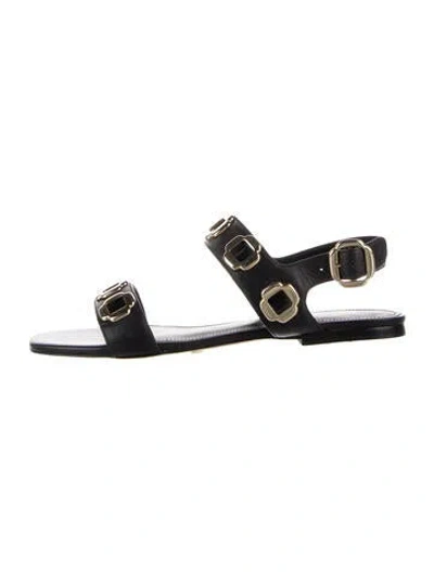 Pre-owned Larroude Leather Sandals In Black