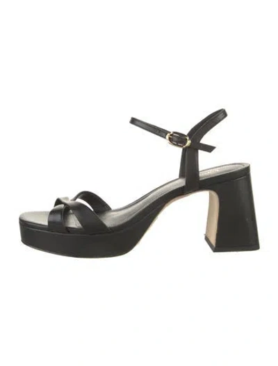 Pre-owned Larroude Leather Sandals In Black