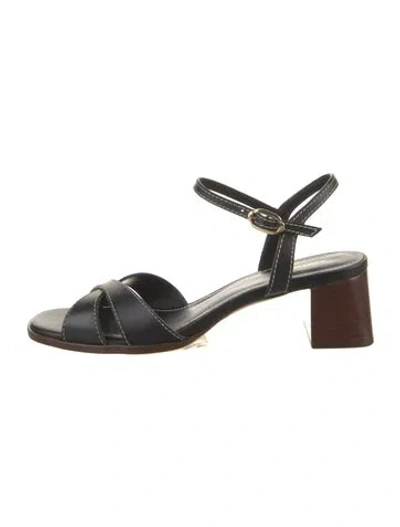 Pre-owned Larroude Leather Sandals In Black