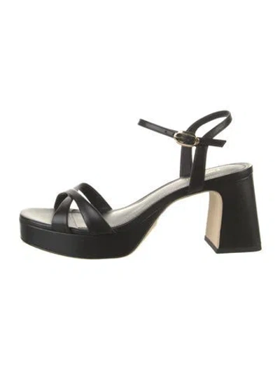 Pre-owned Larroude Leather Sandals In Black