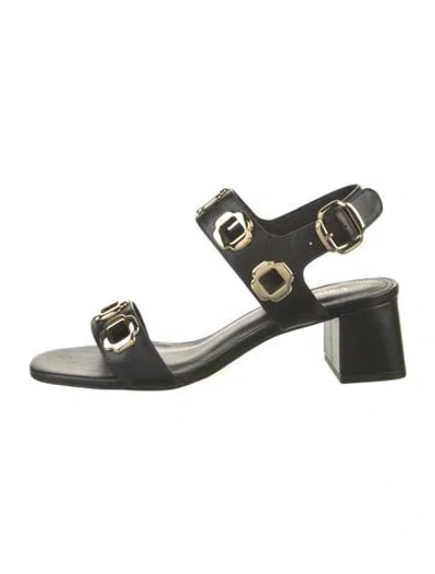 Pre-owned Larroude Leather Sandals In Black
