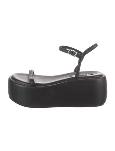 Pre-owned Larroude Leather Sandals In Black