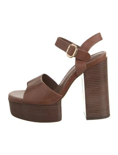 Pre-owned Larroude Leather Sandals In Brown