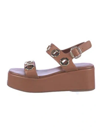 Pre-owned Larroude Leather Sandals In Brown