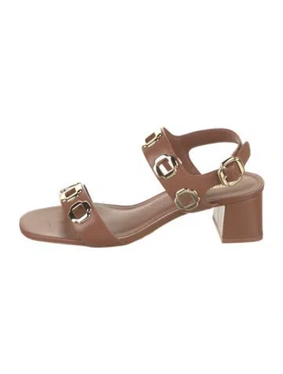 Pre-owned Larroude Leather Sandals In Brown