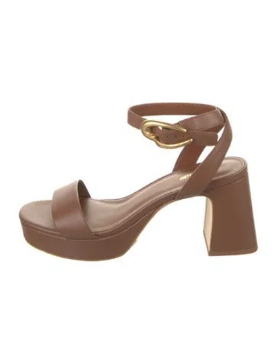 Pre-owned Larroude Leather Sandals In Brown