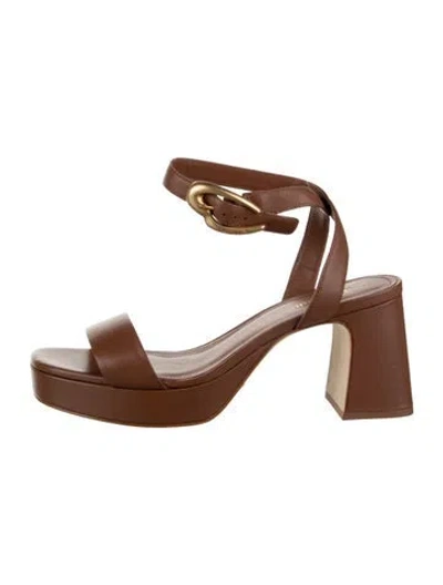 Pre-owned Larroude Leather Sandals In Brown