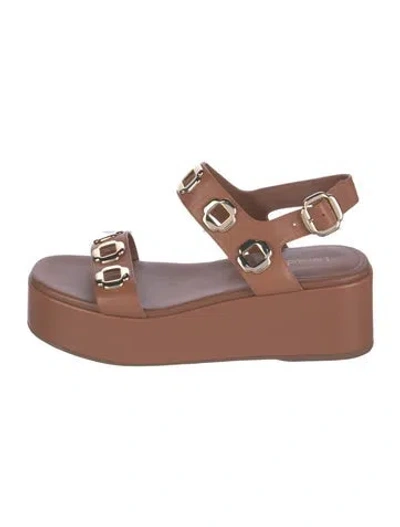 Pre-owned Larroude Leather Sandals In Brown