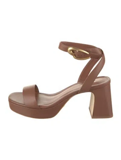 Pre-owned Larroude Leather Sandals In Brown