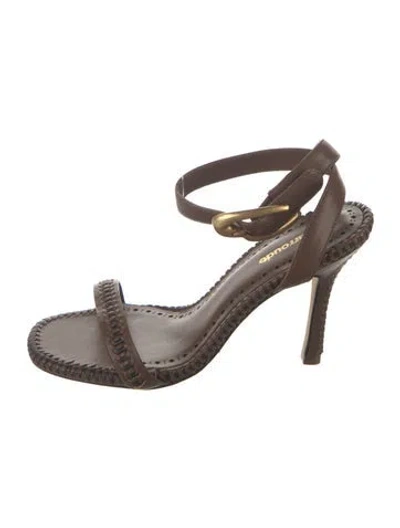 Pre-owned Larroude Leather Sandals In Brown