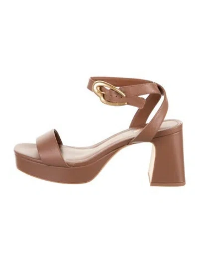 Pre-owned Larroude Leather Sandals In Brown