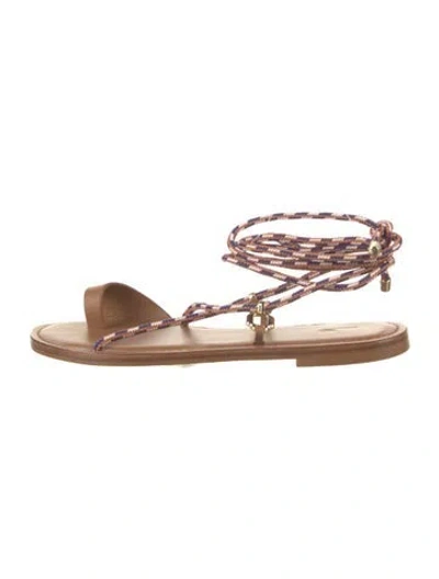 Pre-owned Larroude Leather Sandals In Brown